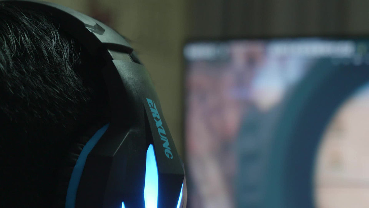 Gaming-Headset J5 mit Mikrofon – Lieferantenabbildung; Ausführung Blau
