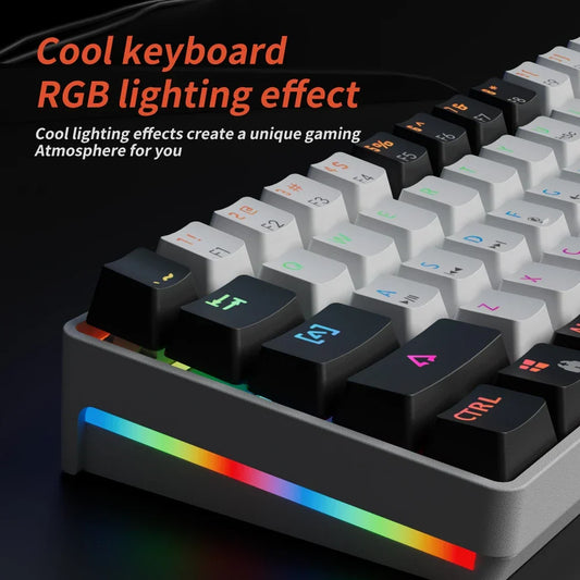 61 Keys USB Gaming Mechanical Keyboard Red Switch RGB