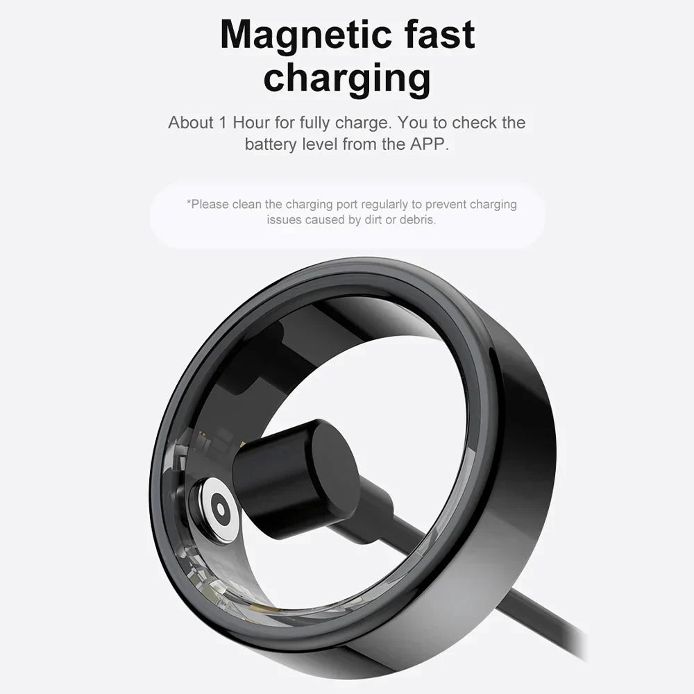 Titanium Steel Smart Ring with Health Monitoring, IP68 Waterproof, and Multi-sport Modes