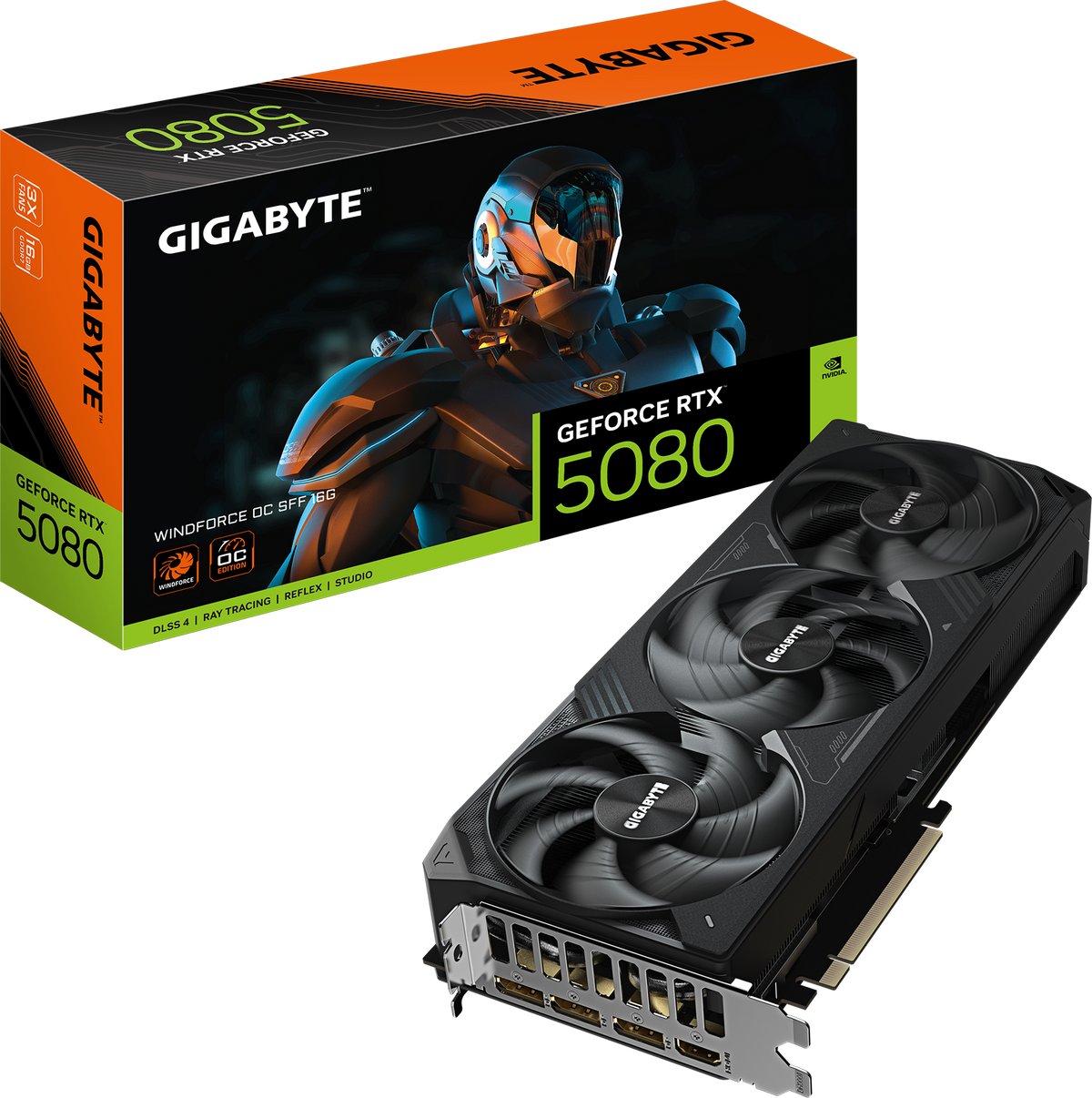 GIGABYTE GeForce RTX 5080 WINDFORCE OC SFF 16G | GV-N5080WF3OC-16GD | Originalbild 1